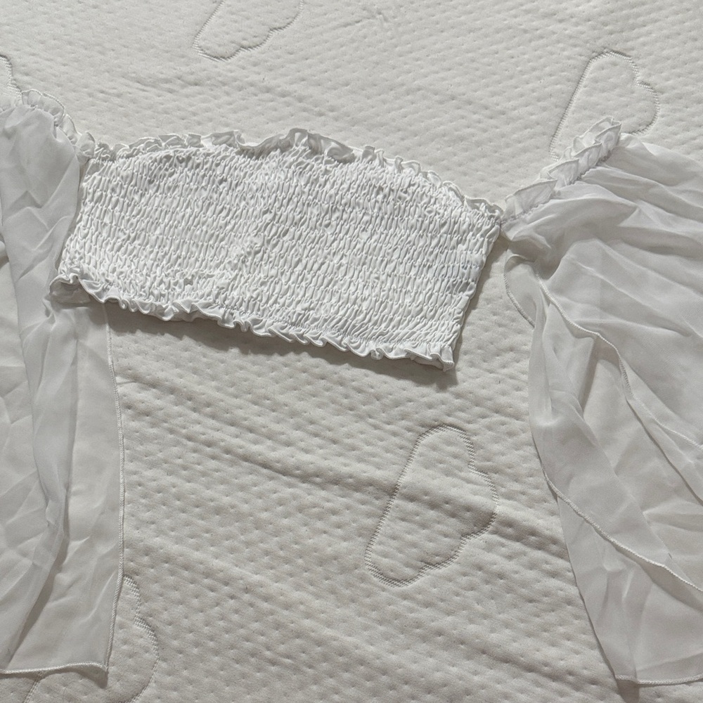White Smocked Off-Shoulder Top